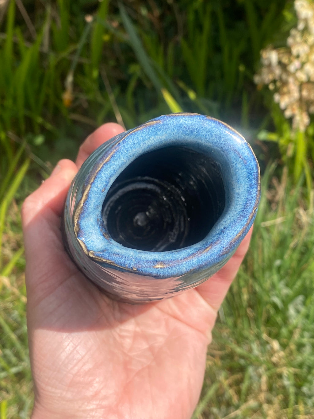 Blue Jug — hand-thrown stoneware with ocean-blue charm