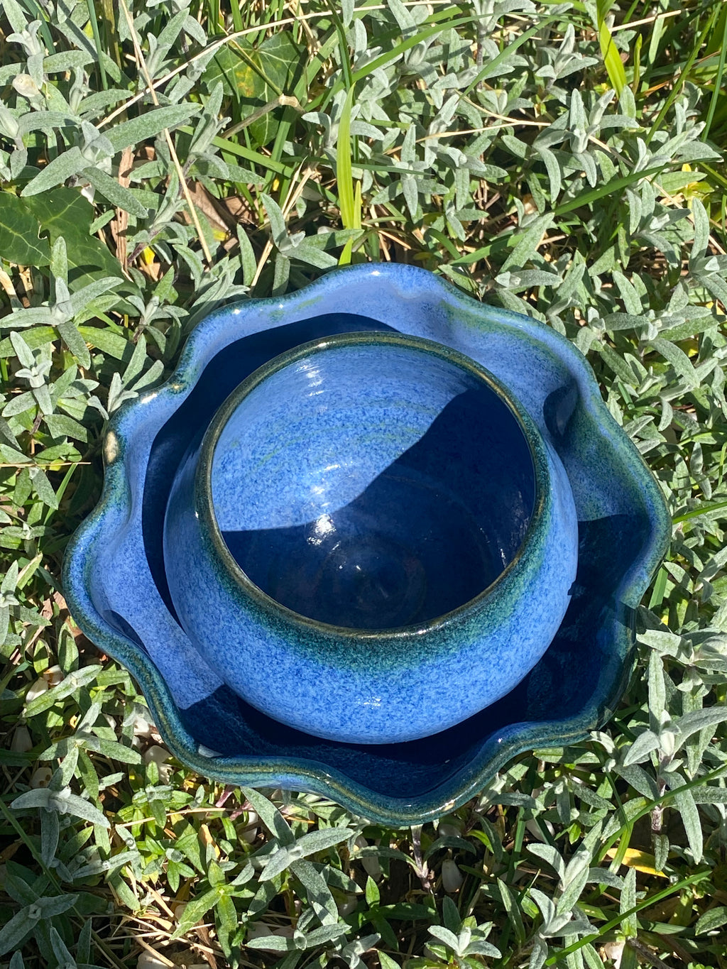 Blue Double Bowl Set — Handmade Ceramic Duo in Calming Blue