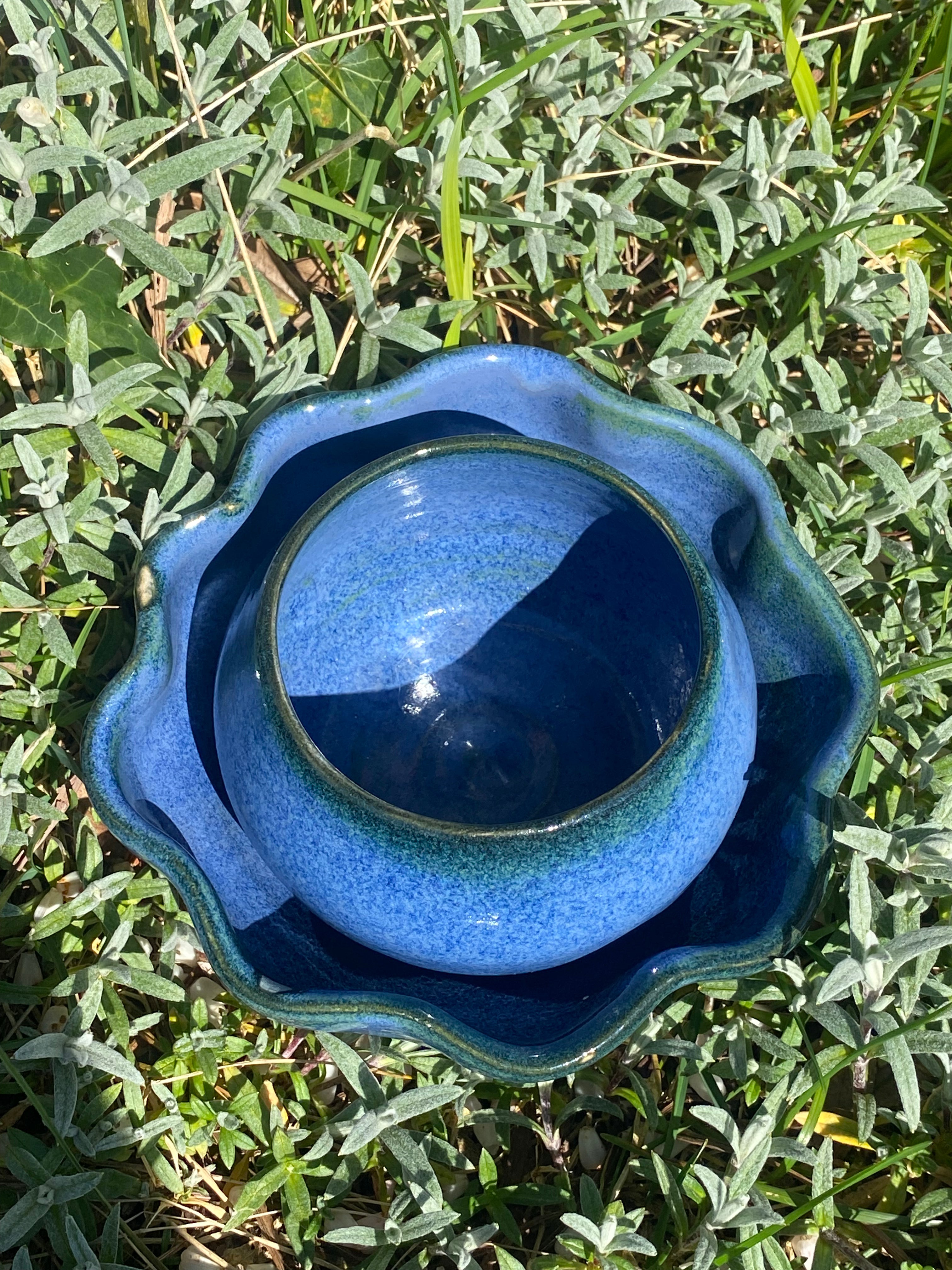 Blue Double Bowl Set — Handmade Ceramic Duo in Calming Blue