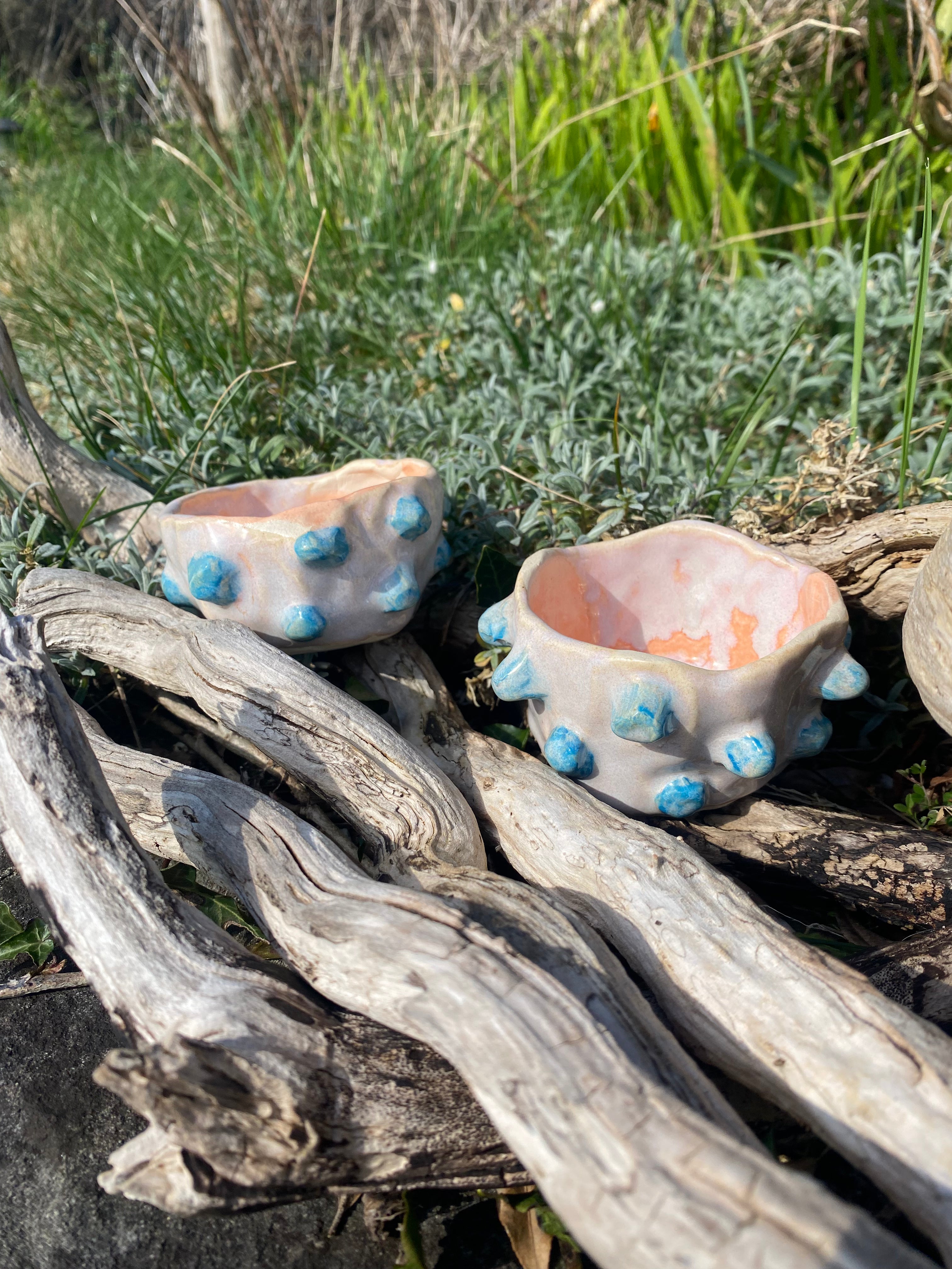 Lumpily Lovely Pair: Small Stoneware Pots