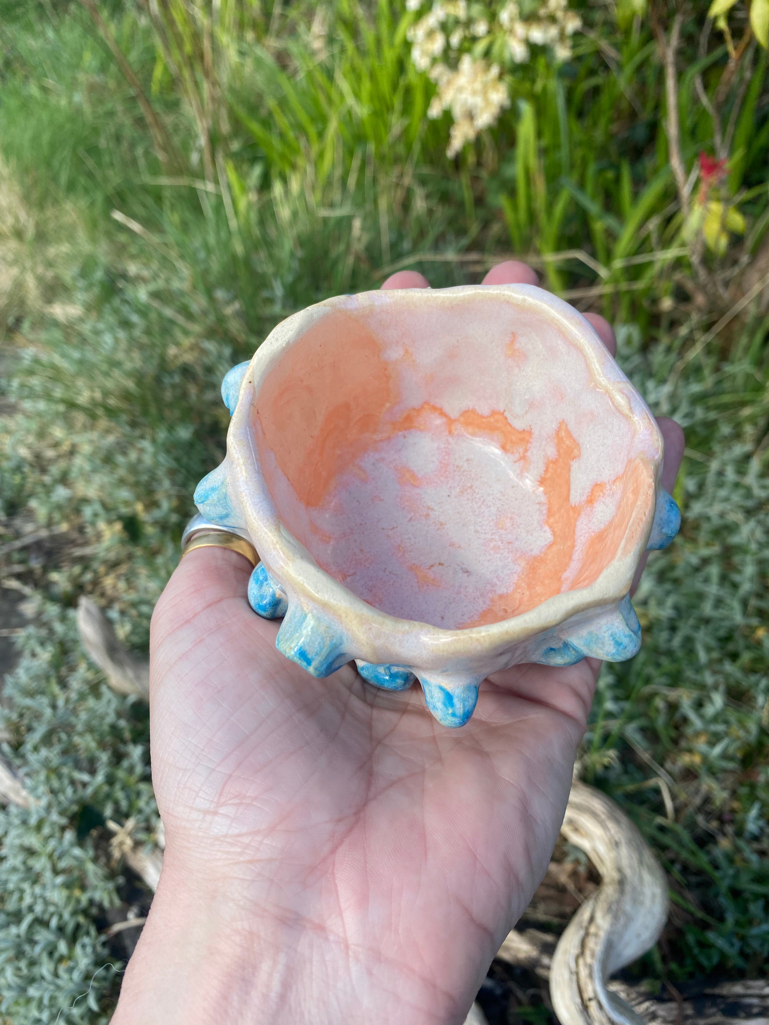 Lumpily Lovely Pair: Small Stoneware Pots