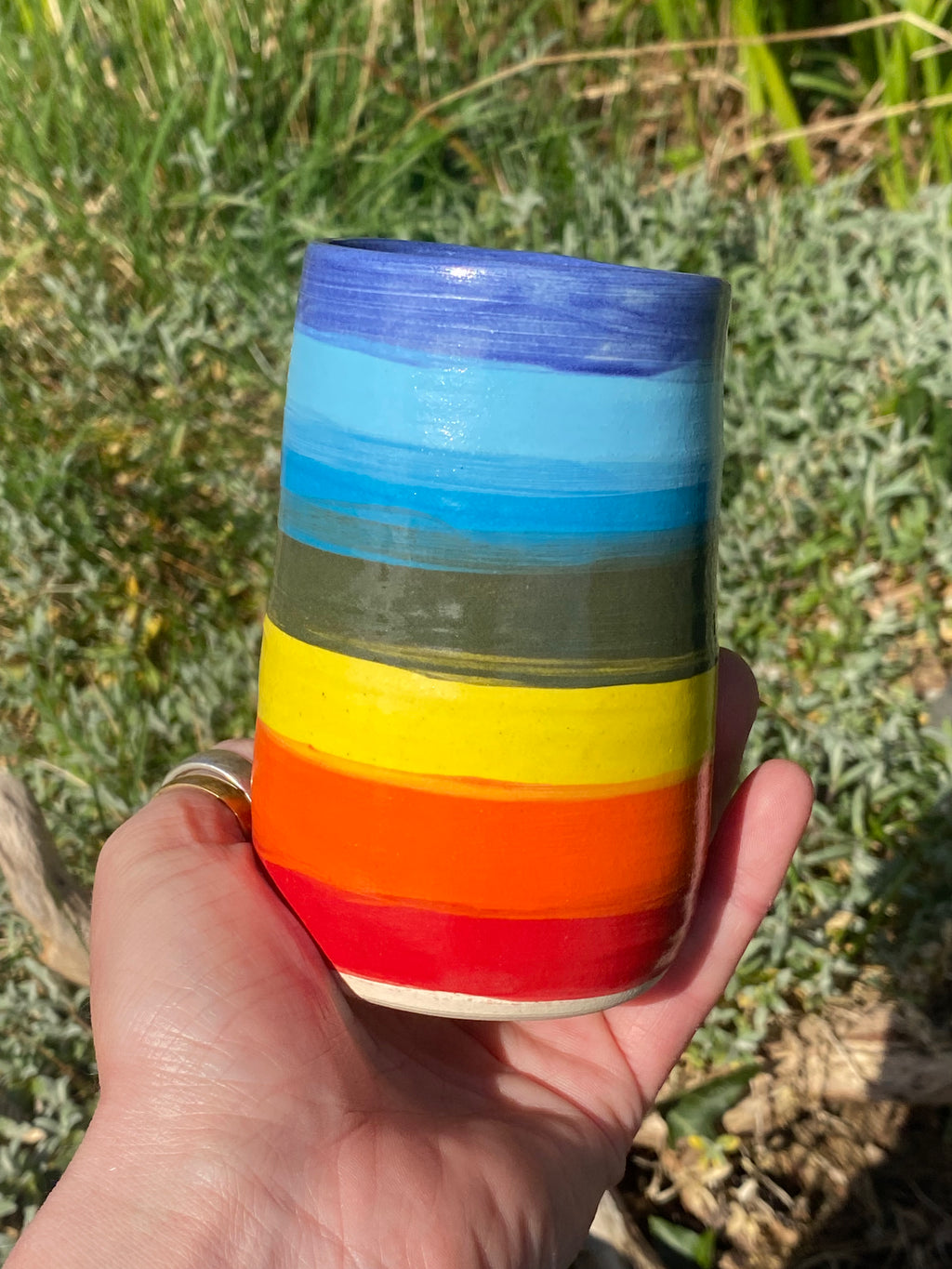 Rainbow pot — a joyful colour-pop for curious corners