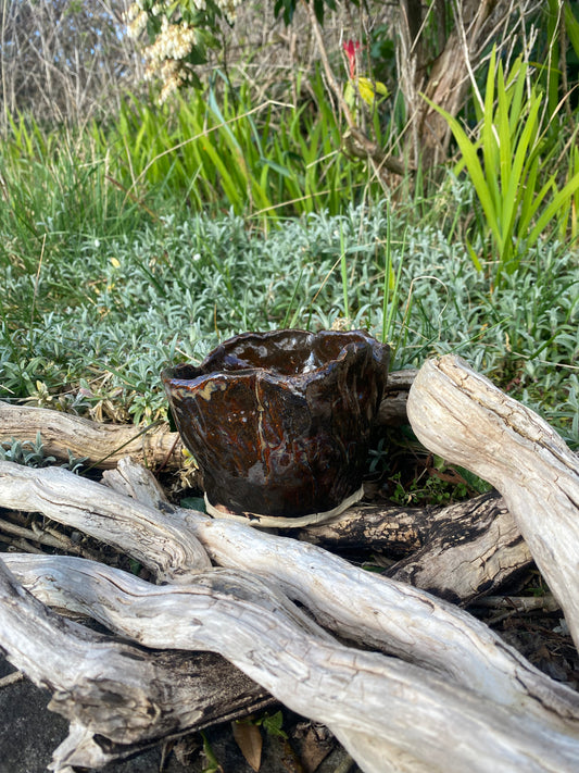 Brown Bin Bag Pot — eco-friendly stoneware planter with urban charm