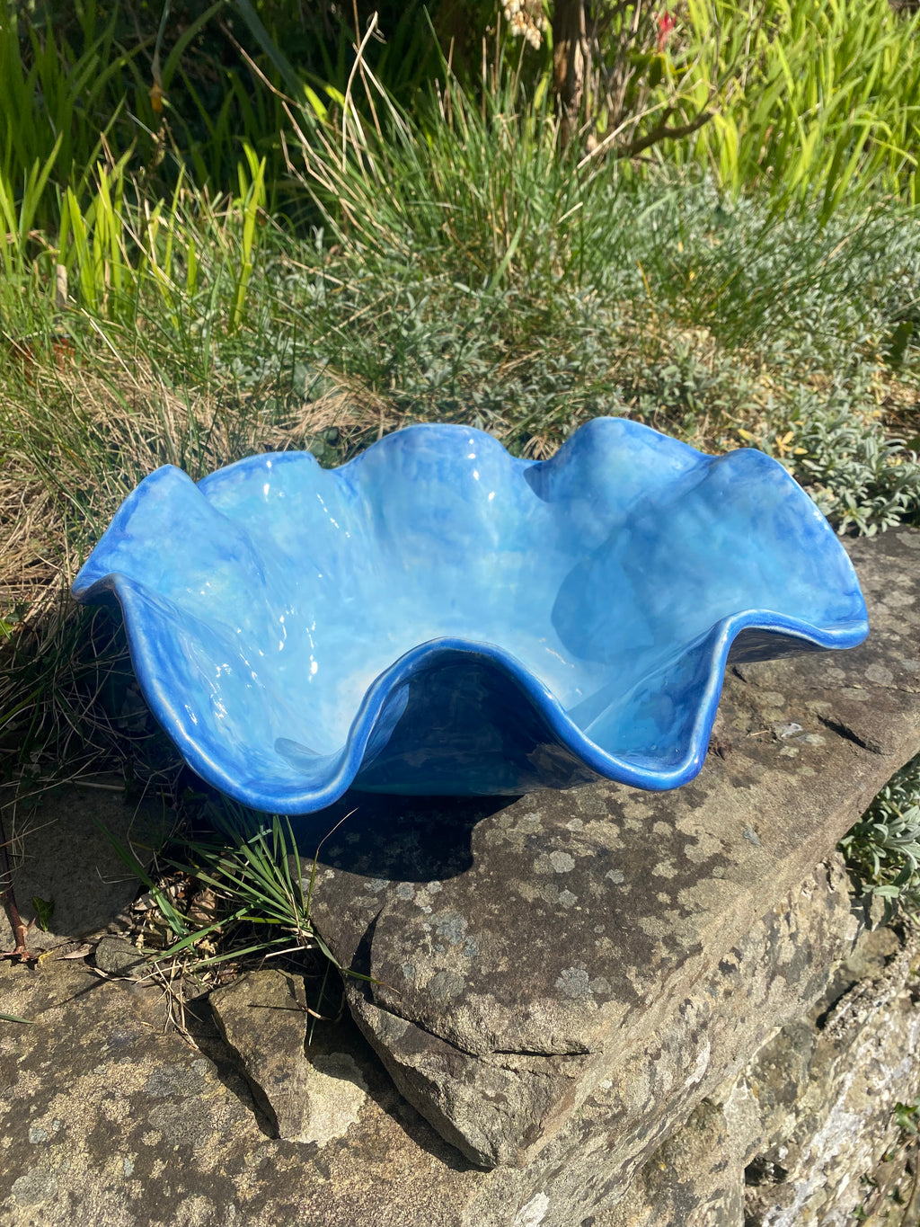 Large Freeform Ocean Bowl — Handcrafted Stoneware Inspired by the Sea