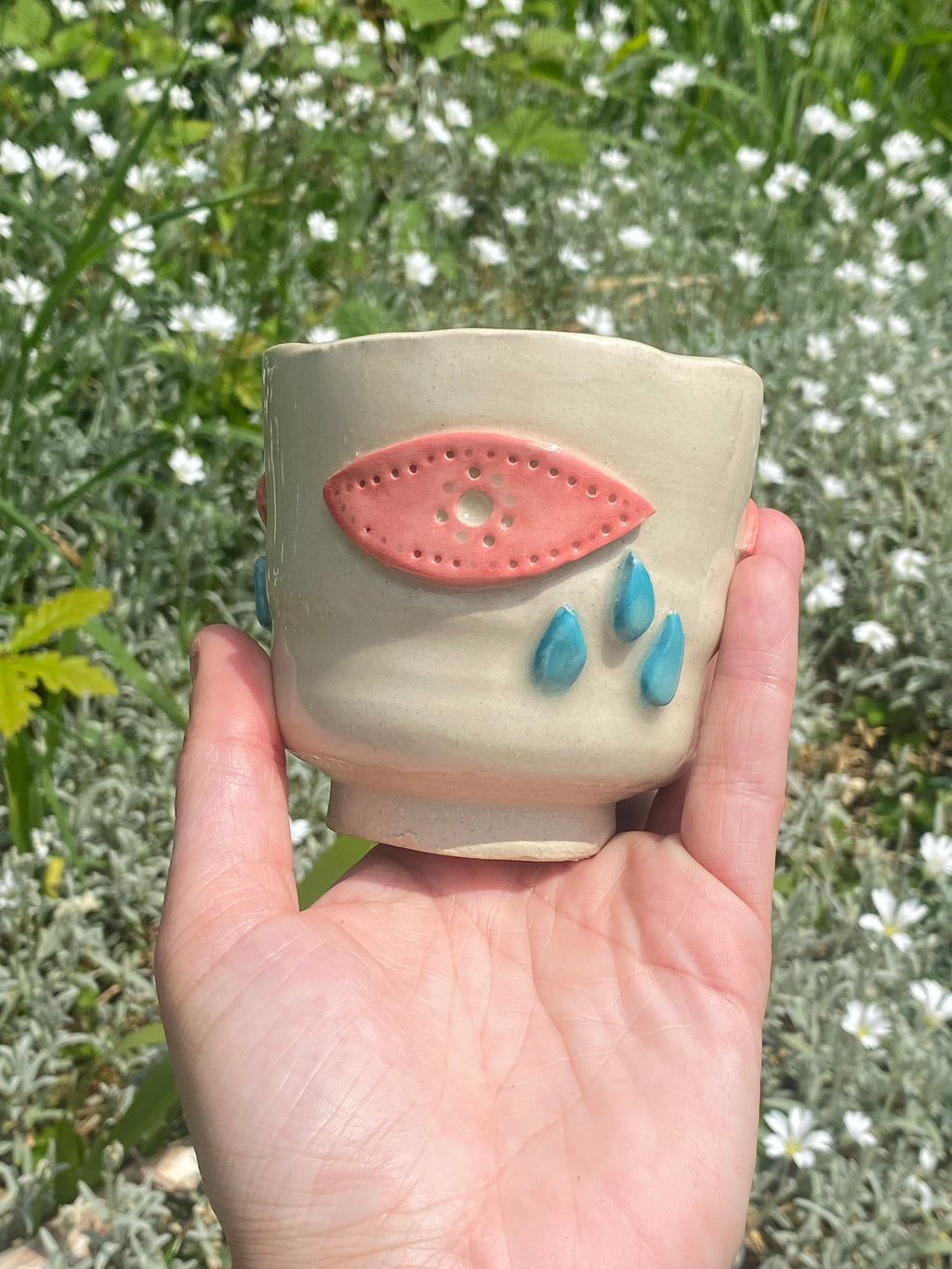 Crying Eye Vessel — sculptural planter, pot or cup with quiet whimsy