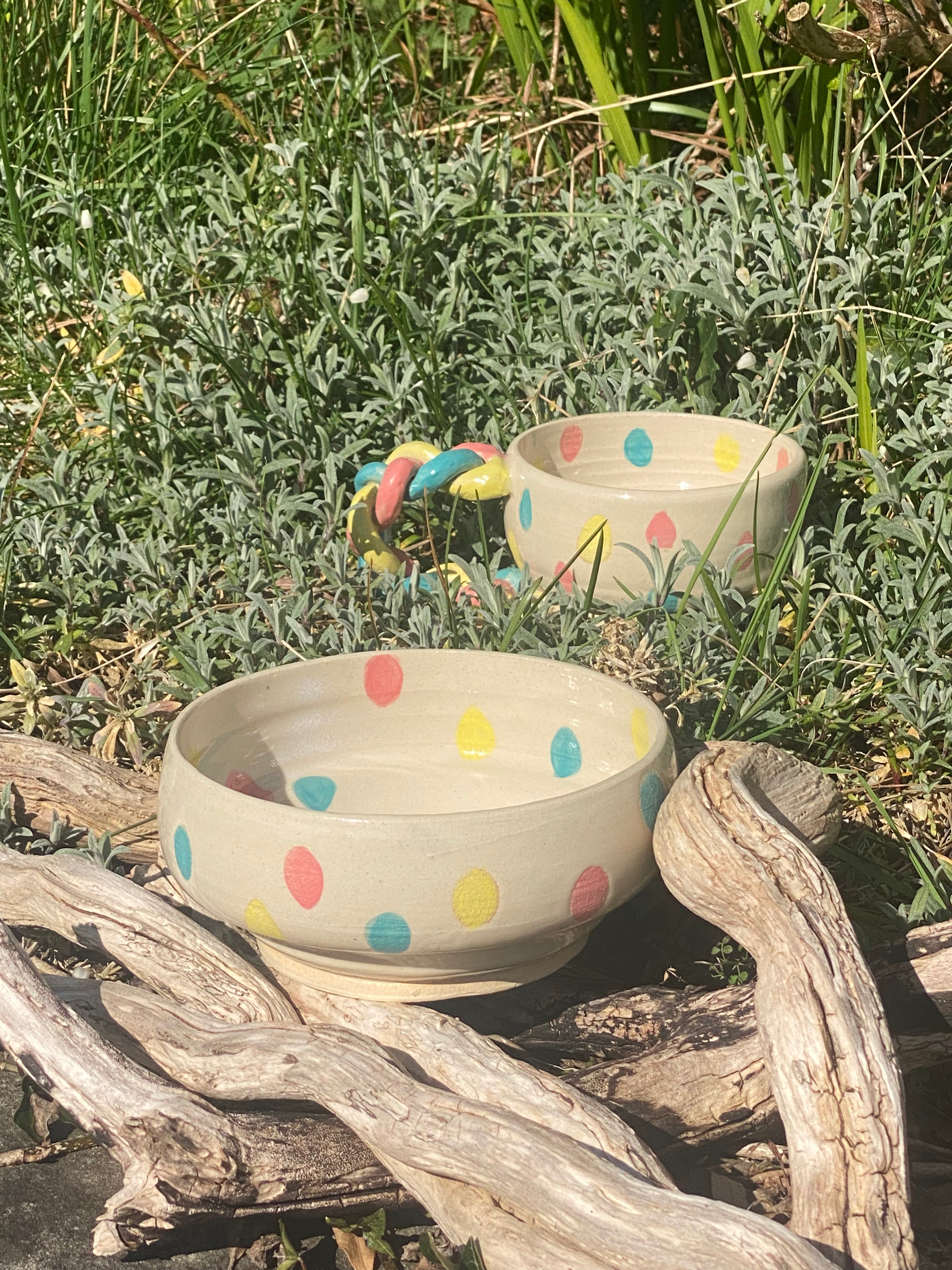 Spotty Cereal Bowl: Handmade Stoneware with Playful Dots