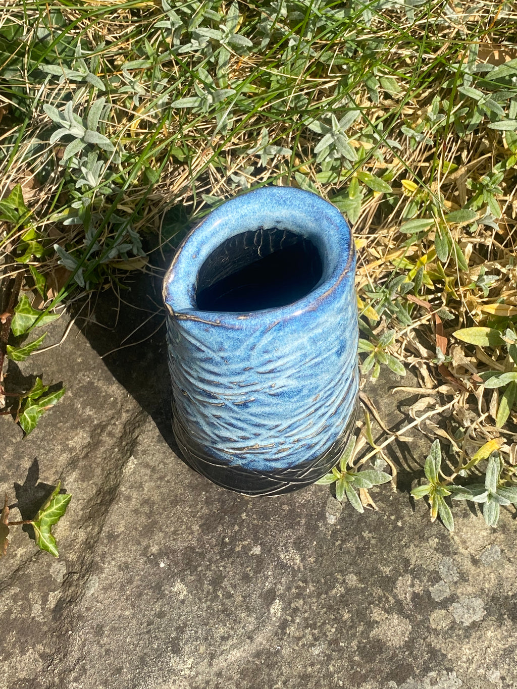 Blue Jug — hand-thrown stoneware with ocean-blue charm