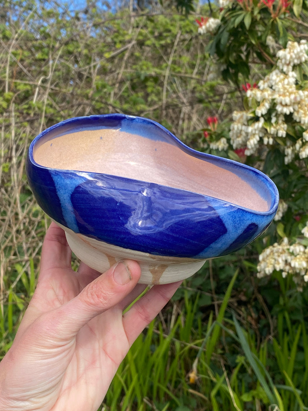 Blue Miso Bowls Pair — Handcrafted Stoneware in Ocean Blue