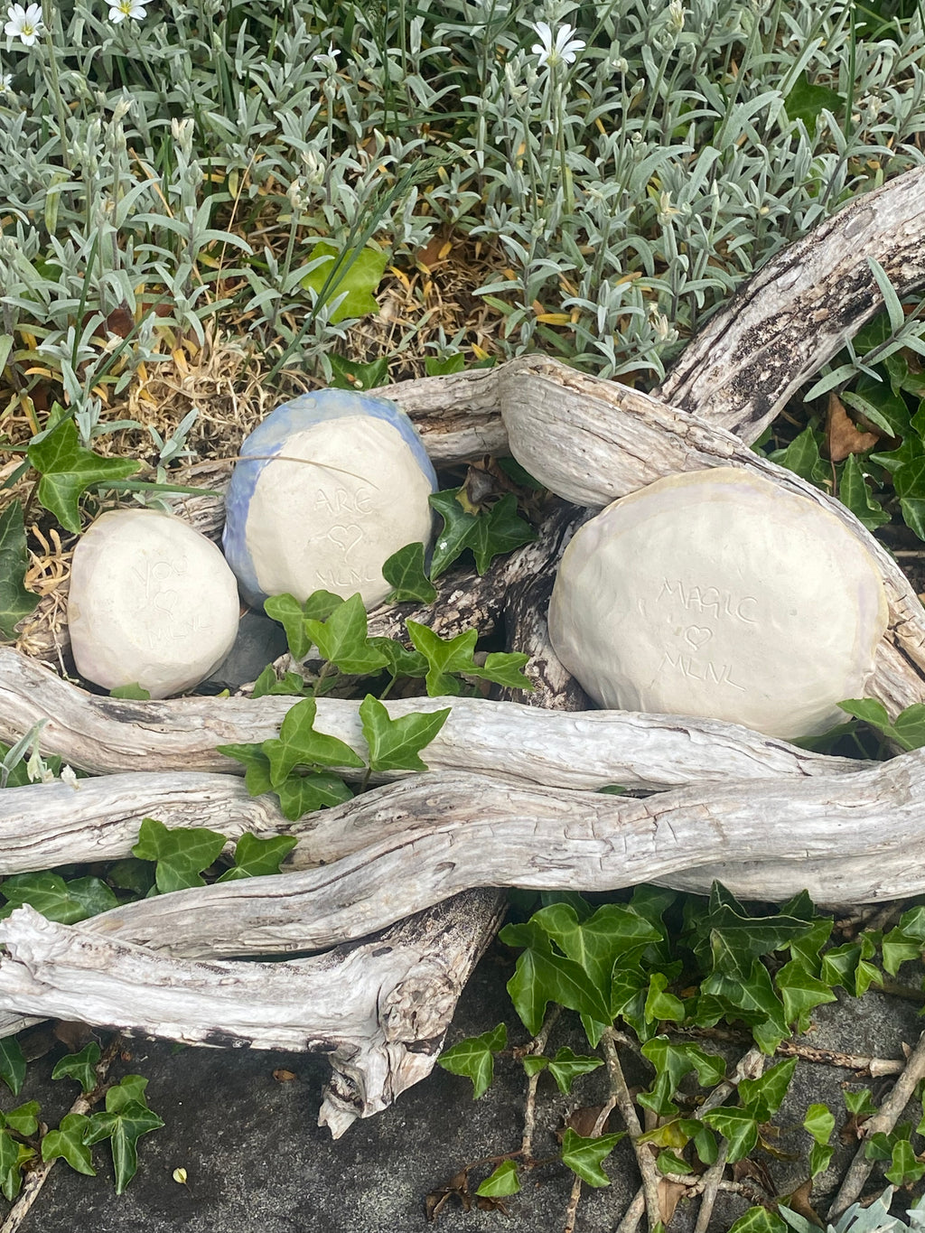 3 mini stacking bowls. You are magic. Dipping, art, trinkets. Blues