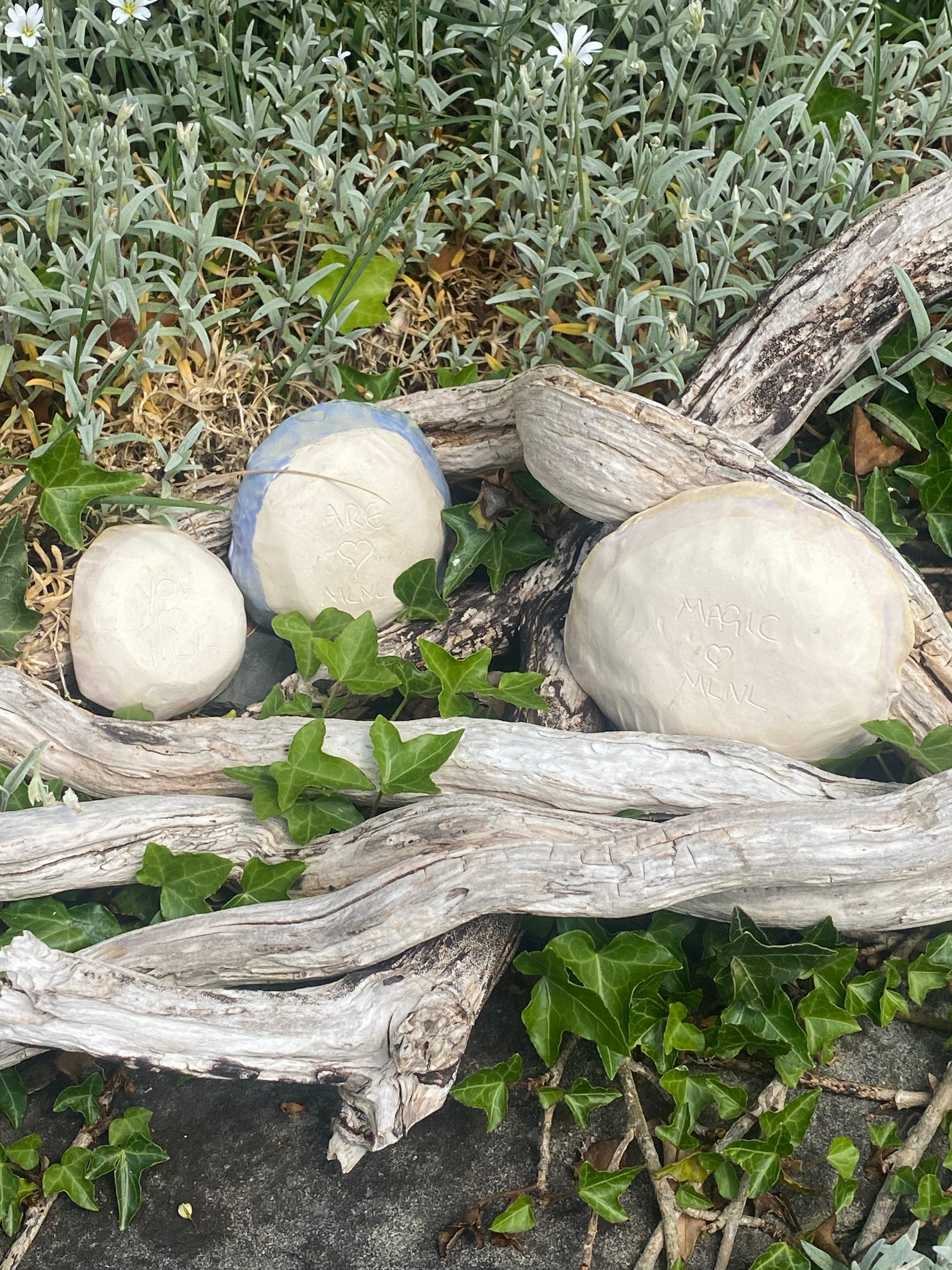 3 mini stacking bowls. You are magic. Dipping, art, trinkets. Blues