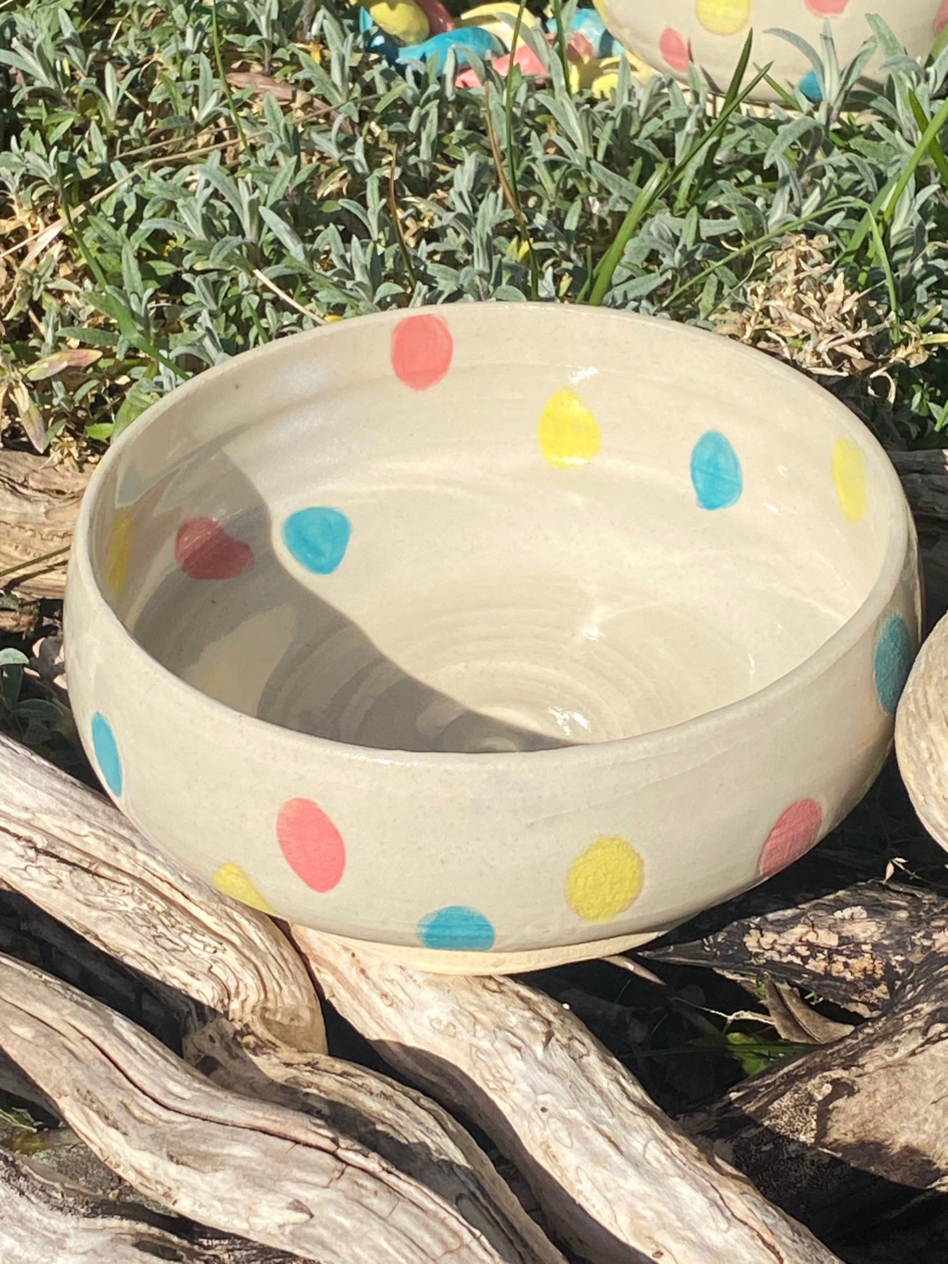 Spotty Cereal Bowl: Handmade Stoneware with Playful Dots