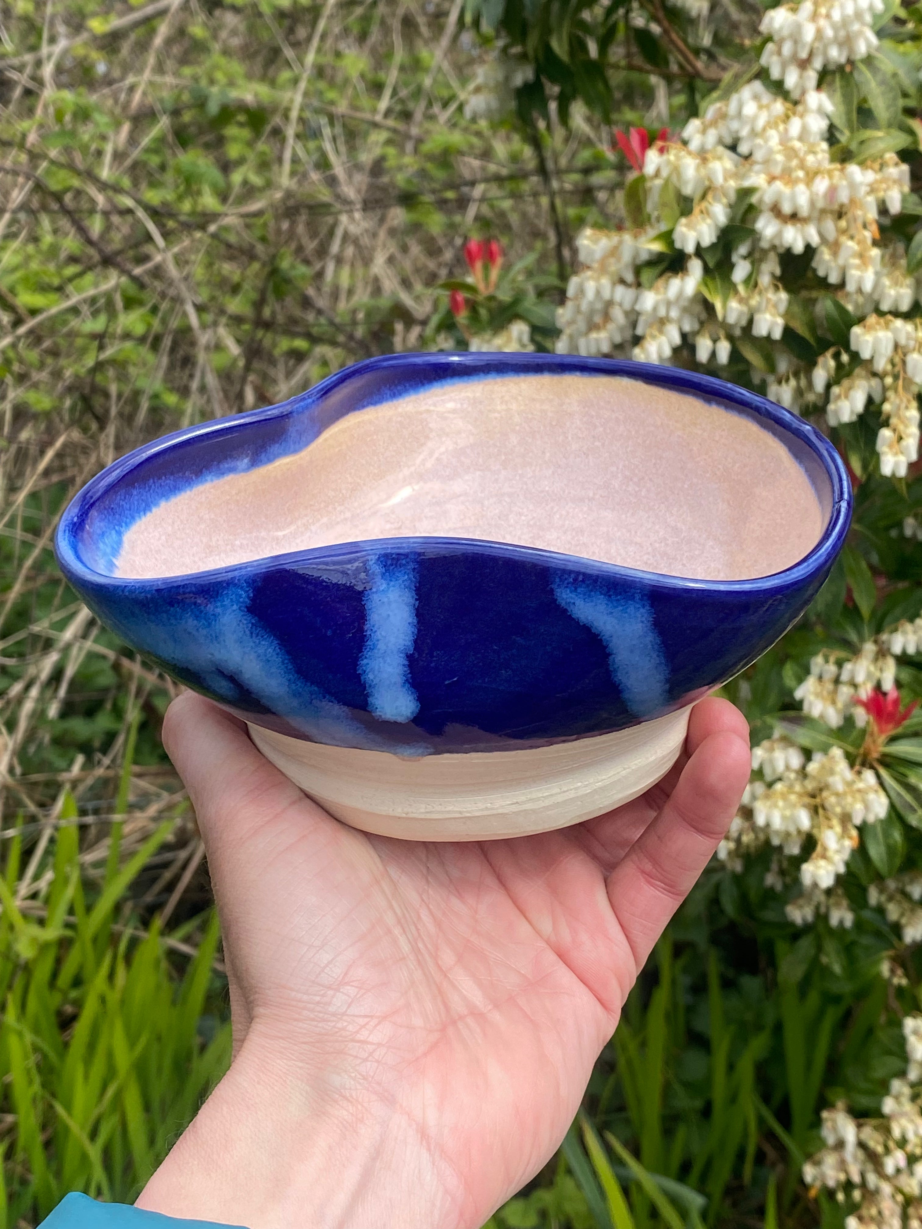 Blue Miso Bowls Pair — Handcrafted Stoneware in Ocean Blue
