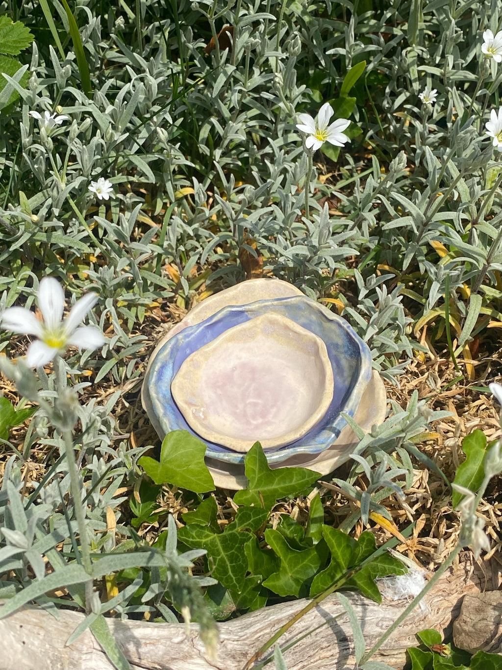 3 mini stacking bowls. You are magic. Dipping, art, trinkets. Blues