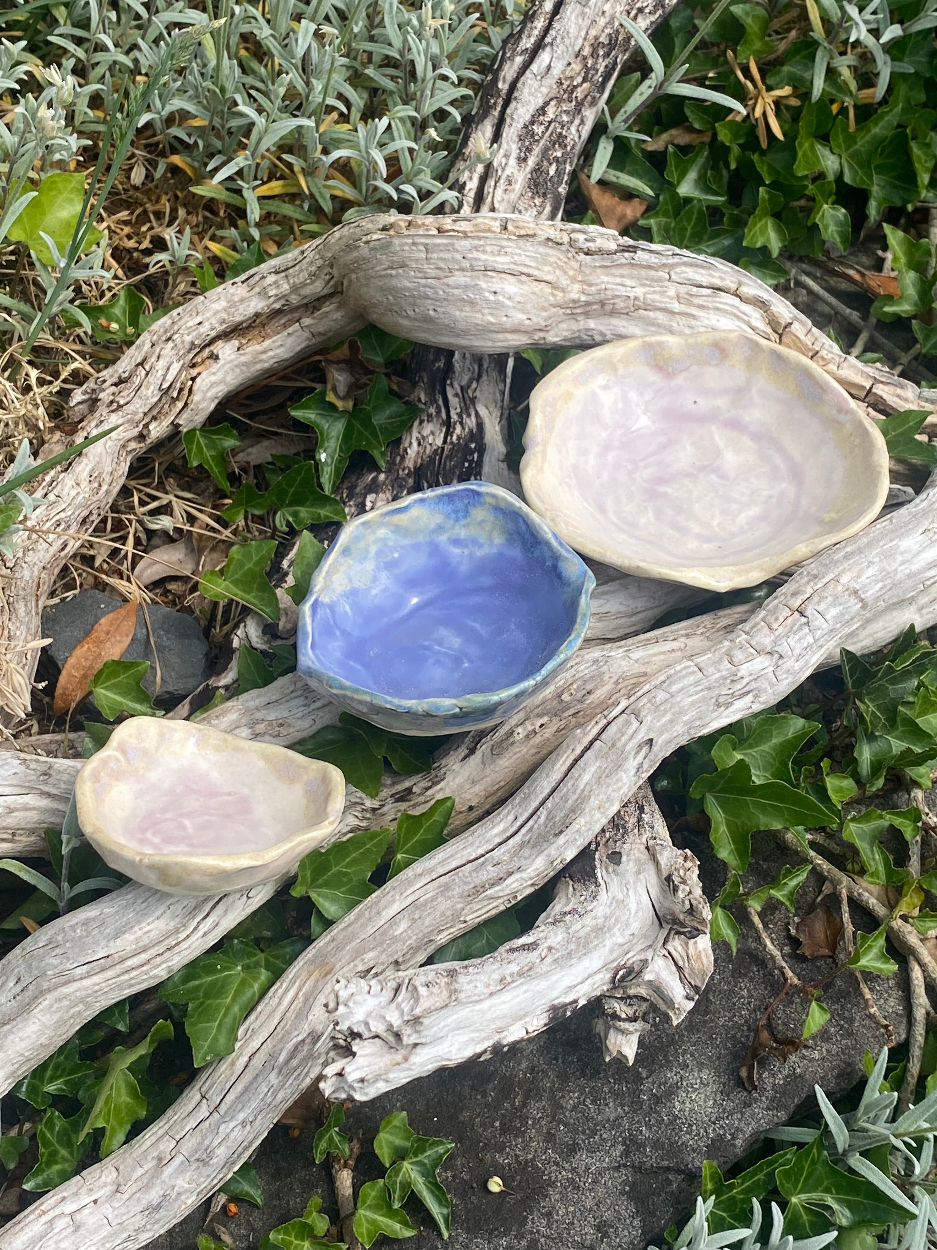 3 mini stacking bowls. You are magic. Dipping, art, trinkets. Blues