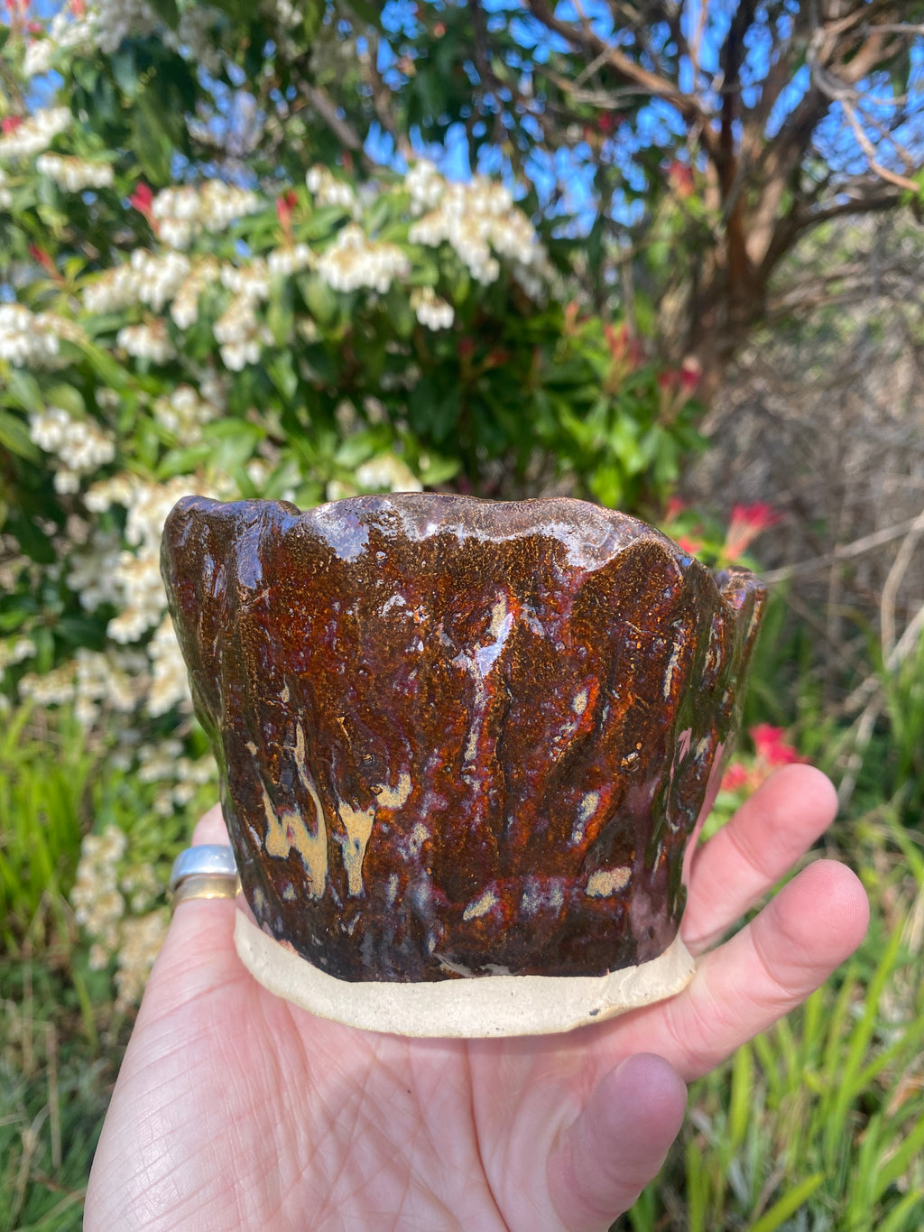 Brown Bin Bag Pot — eco-friendly stoneware planter with urban charm