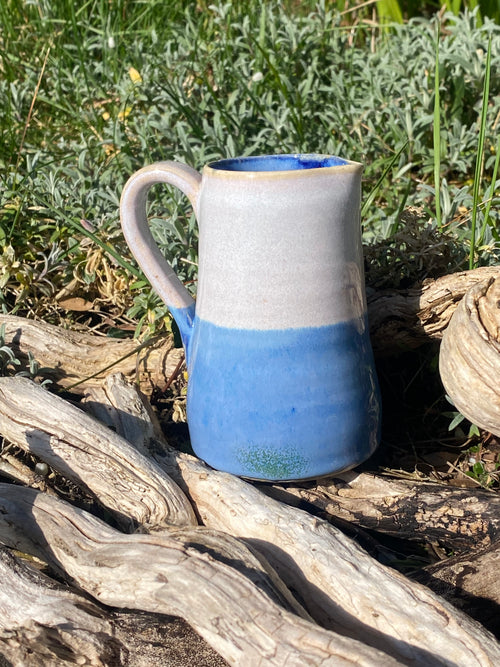 Blue & White Jug with Handle — Handcrafted Ceramic Charm