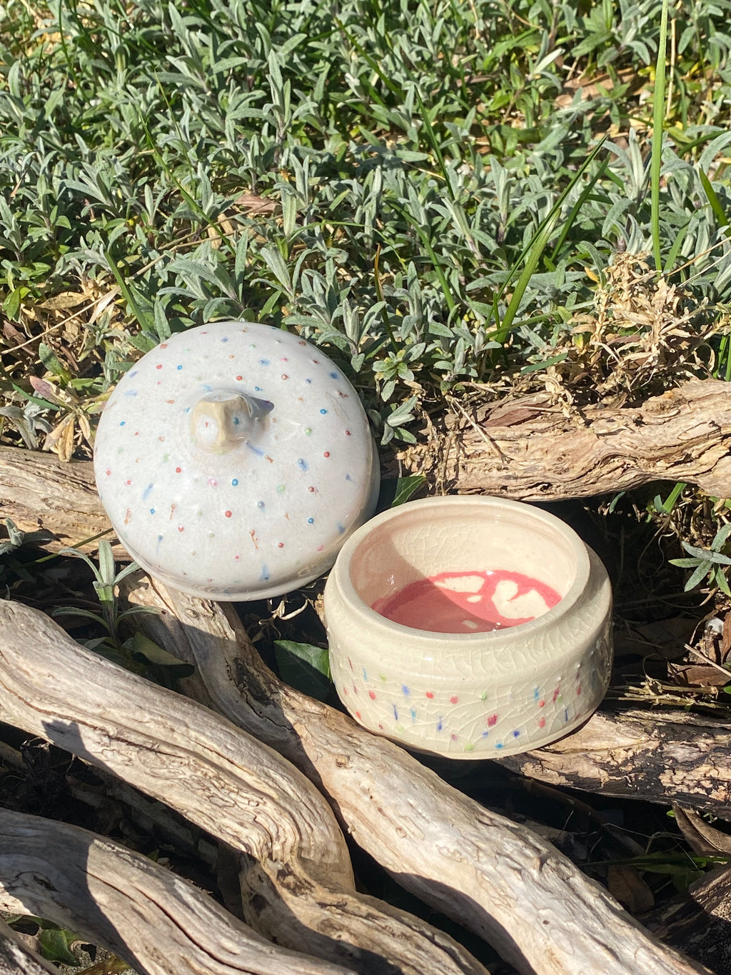 Hand-crafted Trinket Pot finished in a soft cake icing glaze