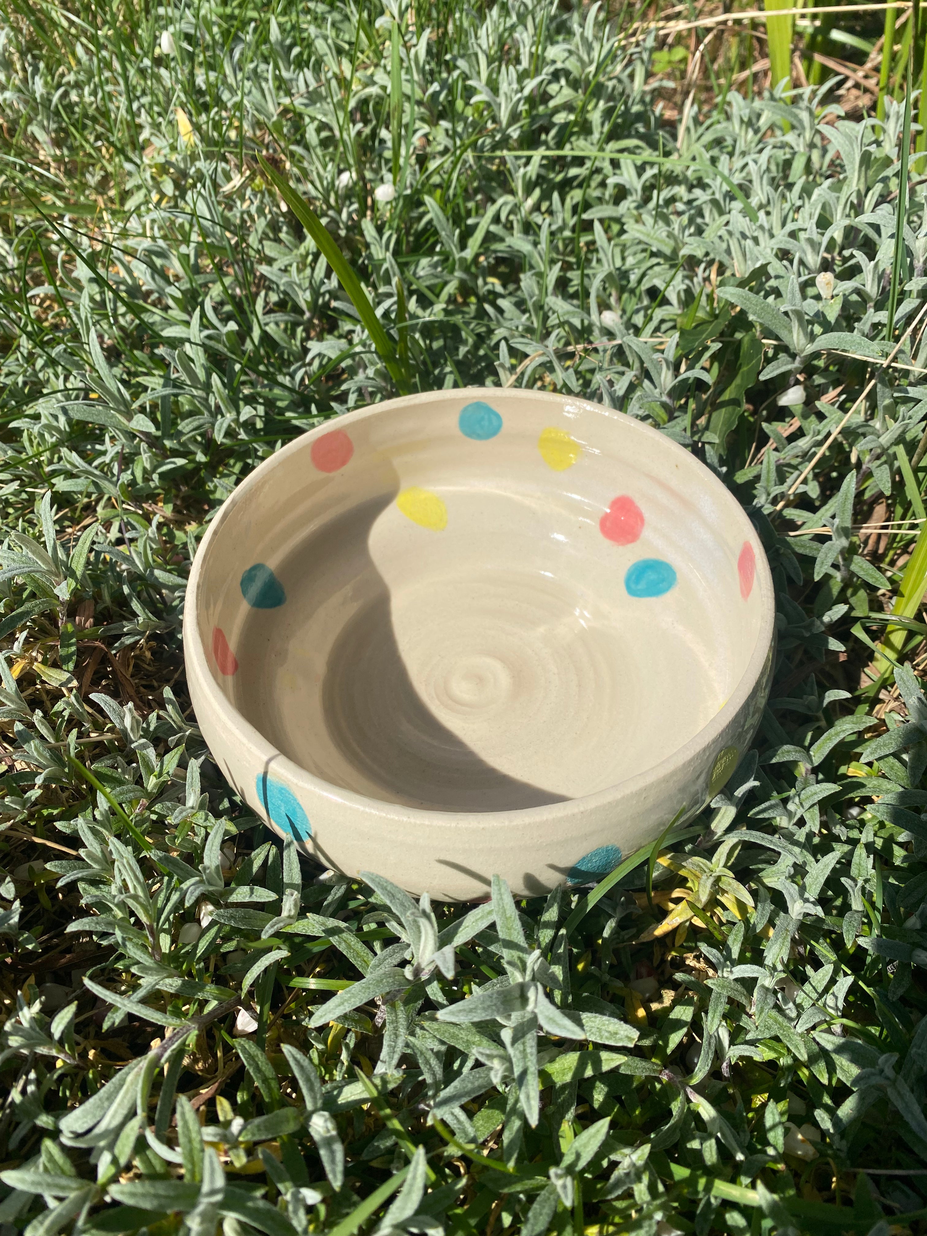 Spotty Cereal Bowl: Handmade Stoneware with Playful Dots