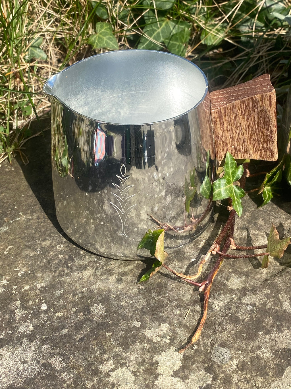 Mid‑Century Silver & Wood Coffee Set — 3‑Piece Elegance