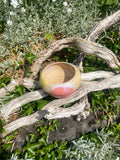 Soft focus, candy colors, textured vessel, planter, sauce bowl.