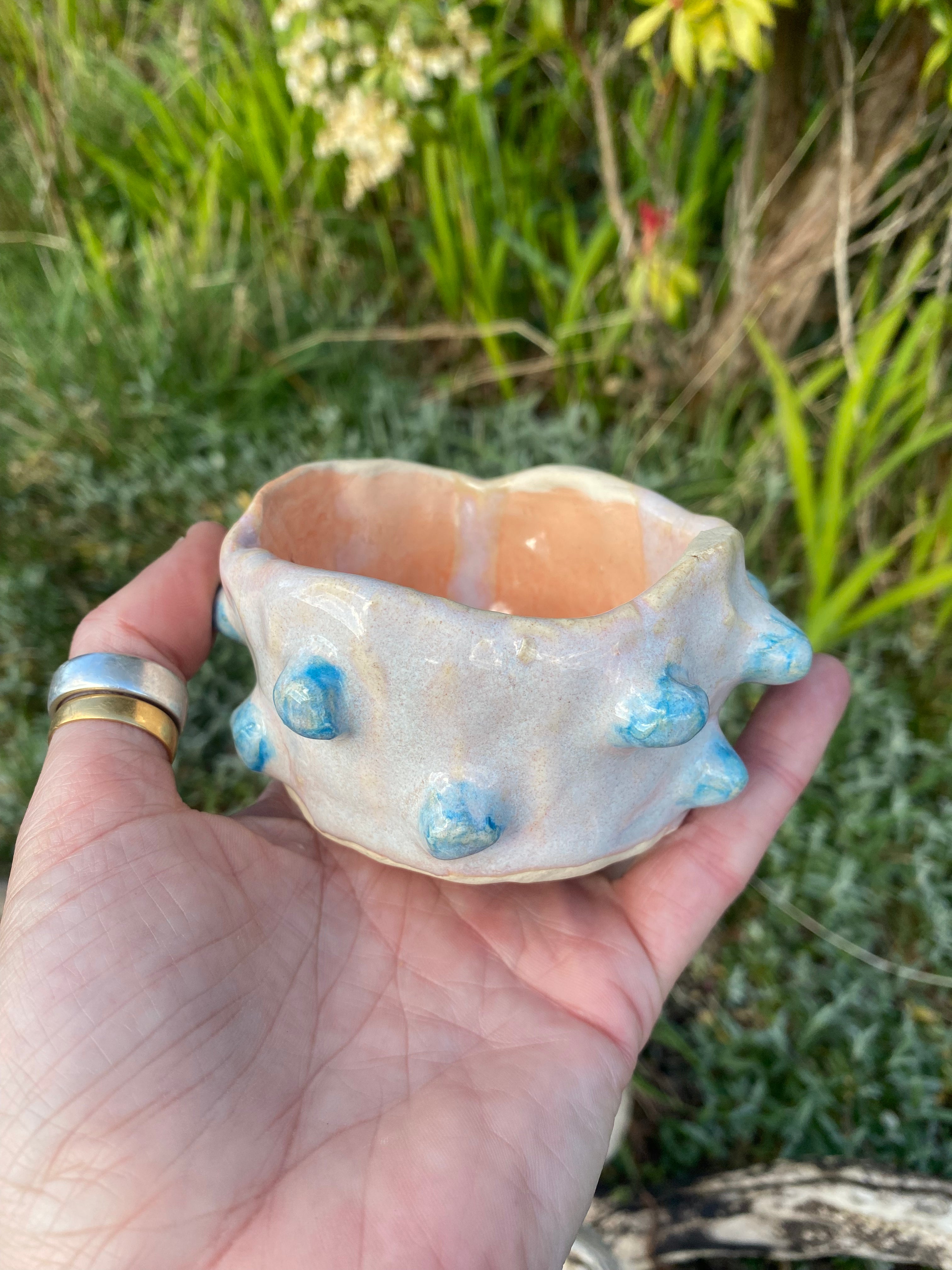 Lumpily Lovely Pair: Small Stoneware Pots