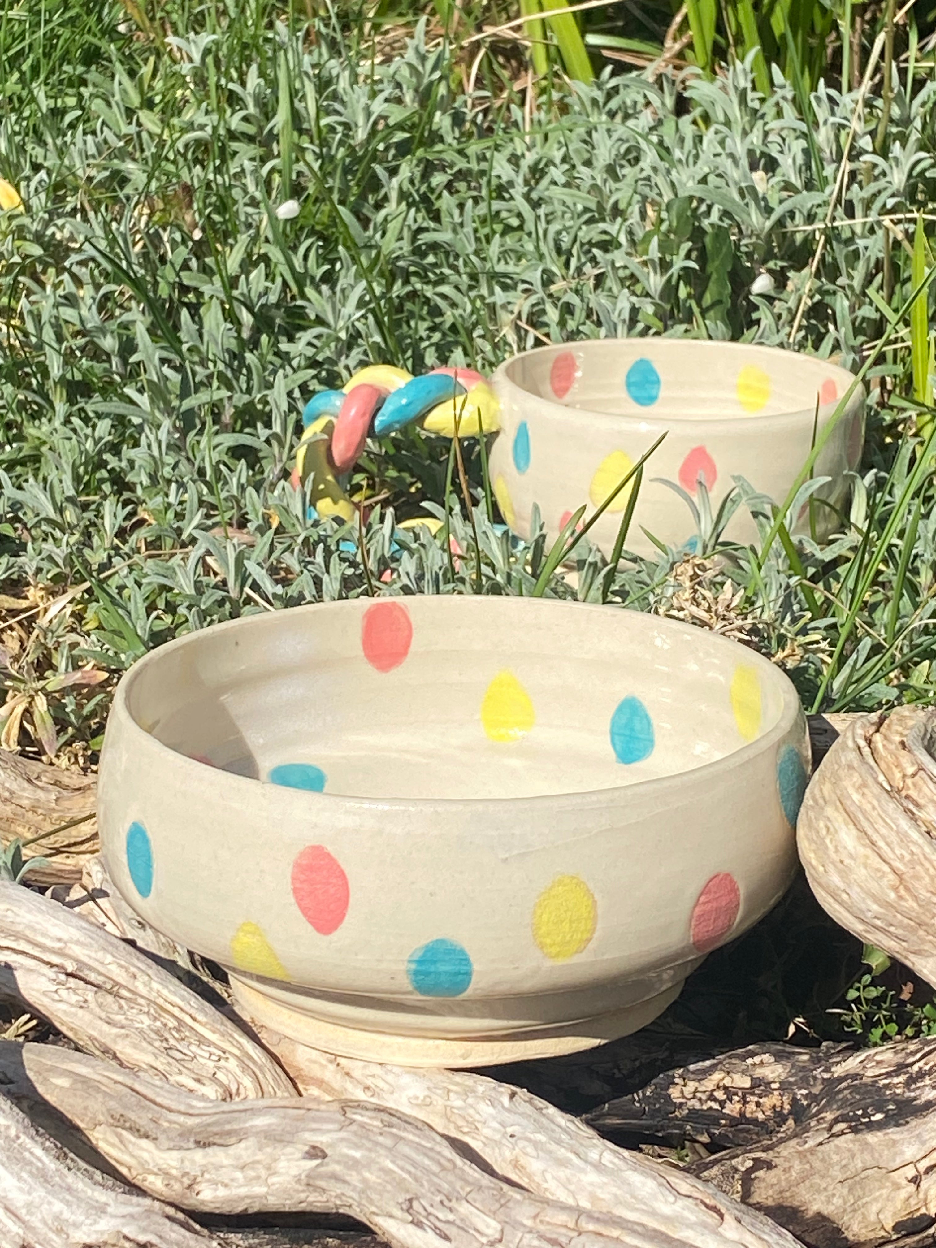 Spotty Cereal Bowl: Handmade Stoneware with Playful Dots