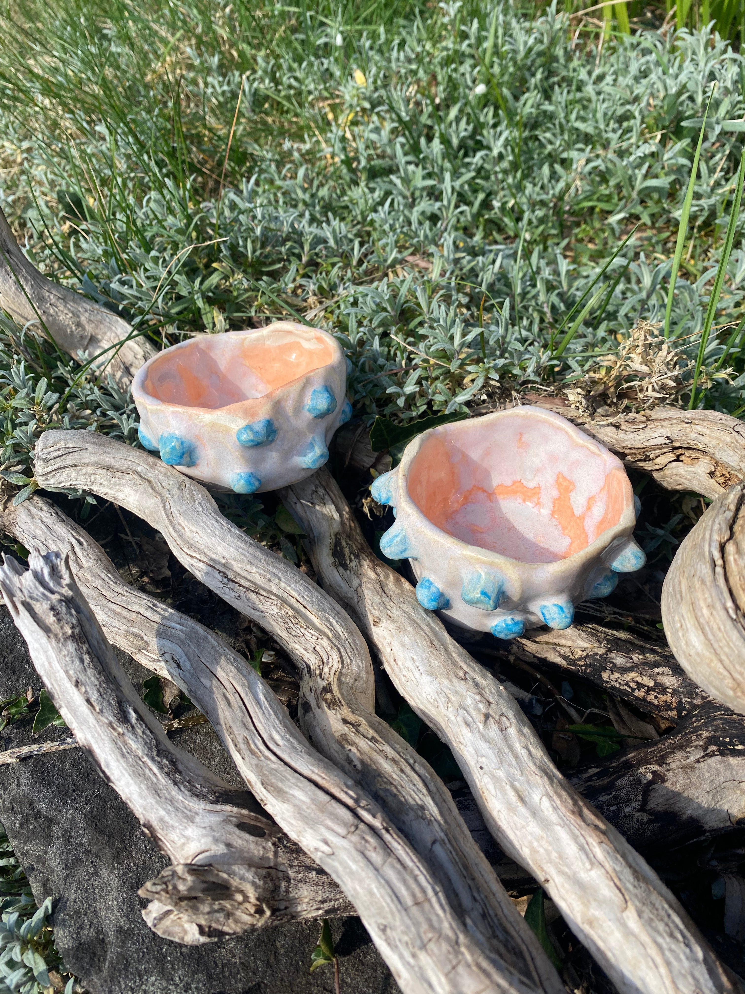 Lumpily Lovely Pair: Small Stoneware Pots