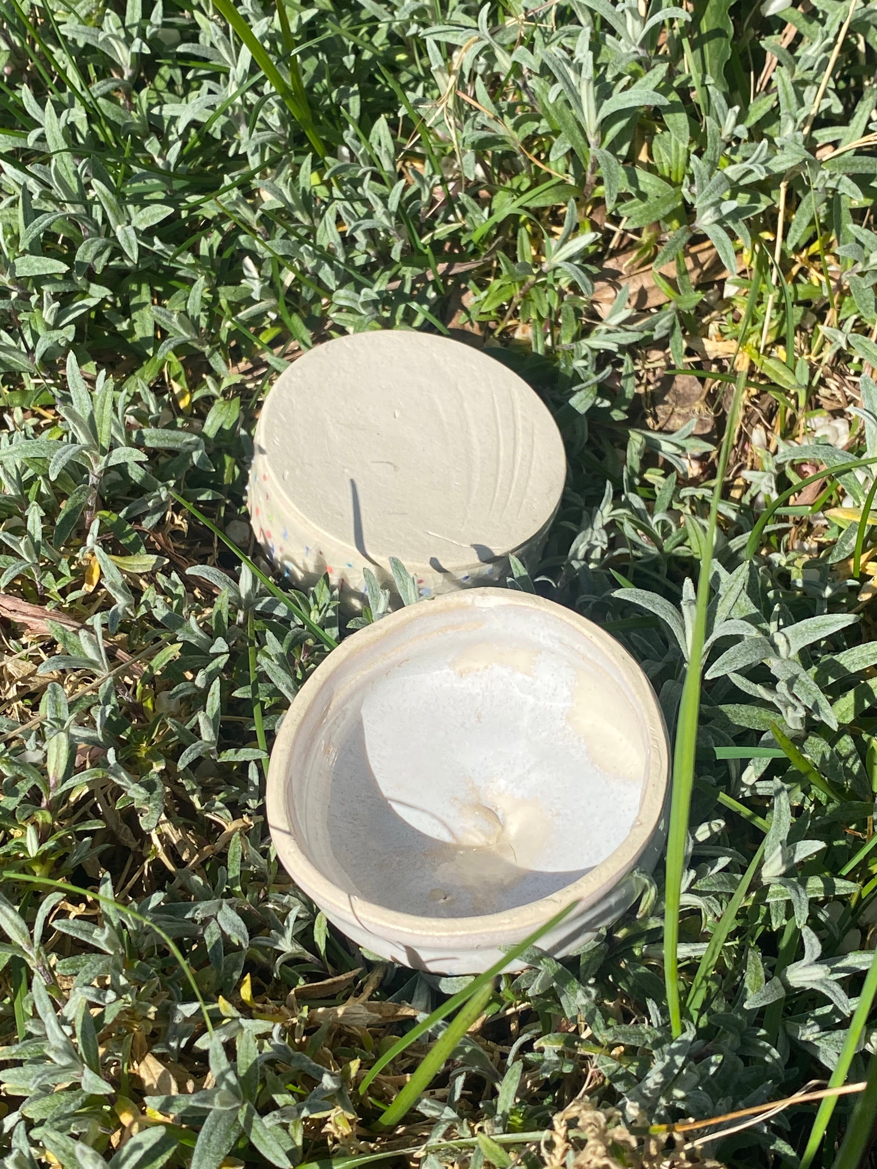 Hand-crafted Trinket Pot finished in a soft cake icing glaze