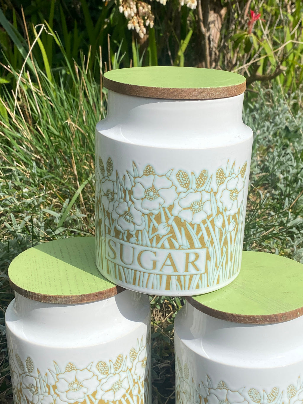 Floral Design Drinks Canisters: Tea, Coffee & Sugar in Bloom
