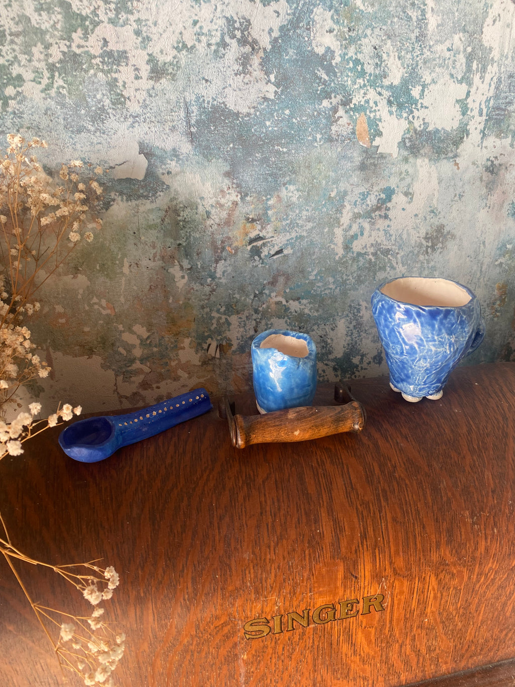 Whimsical Blue Ceremonial Coffee &amp; Tea Set — Tiny Joys in Stoneware