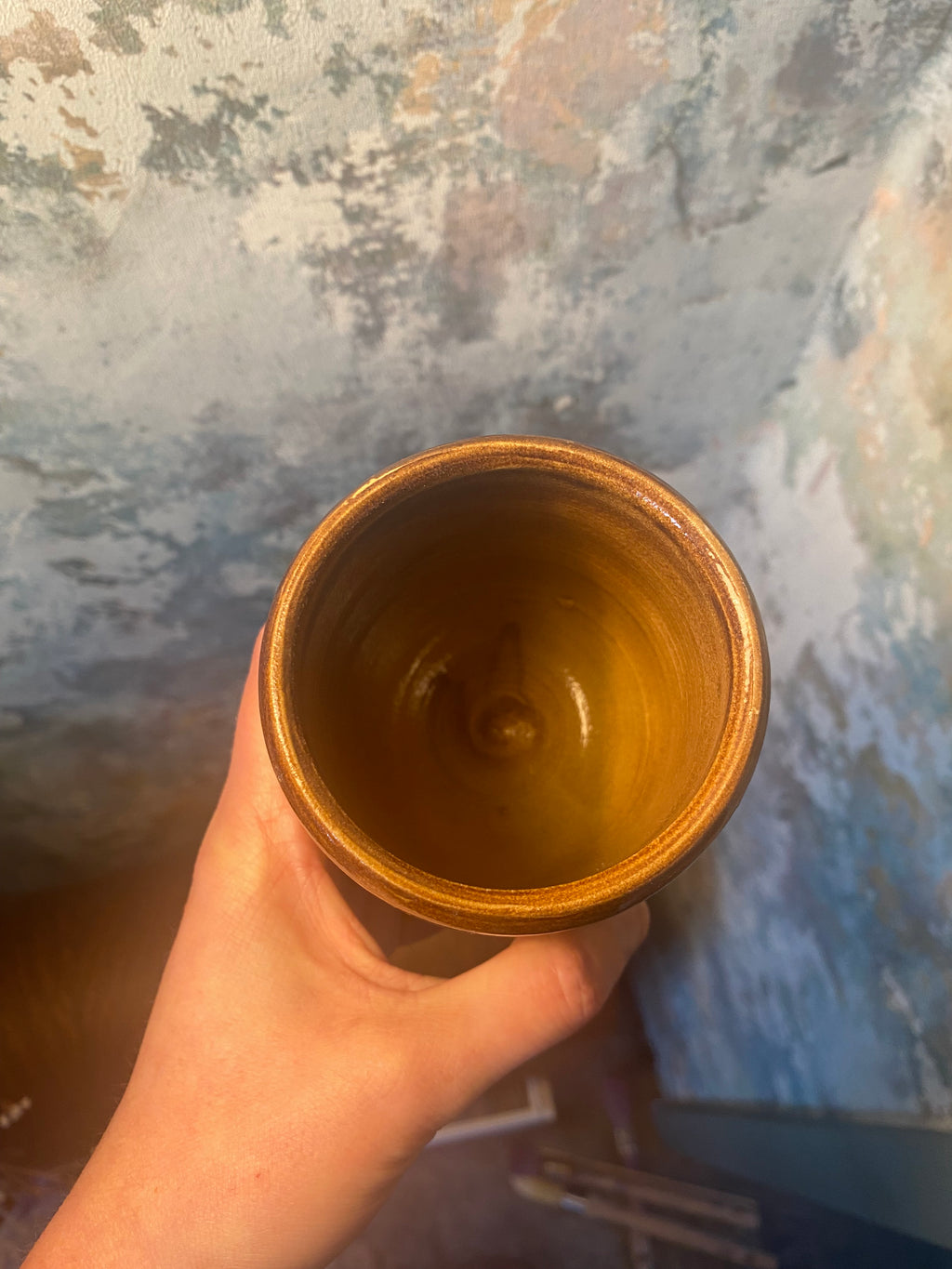 Artists Vase: Light Brown Studio Vessel for Paint, Flowers and Focus