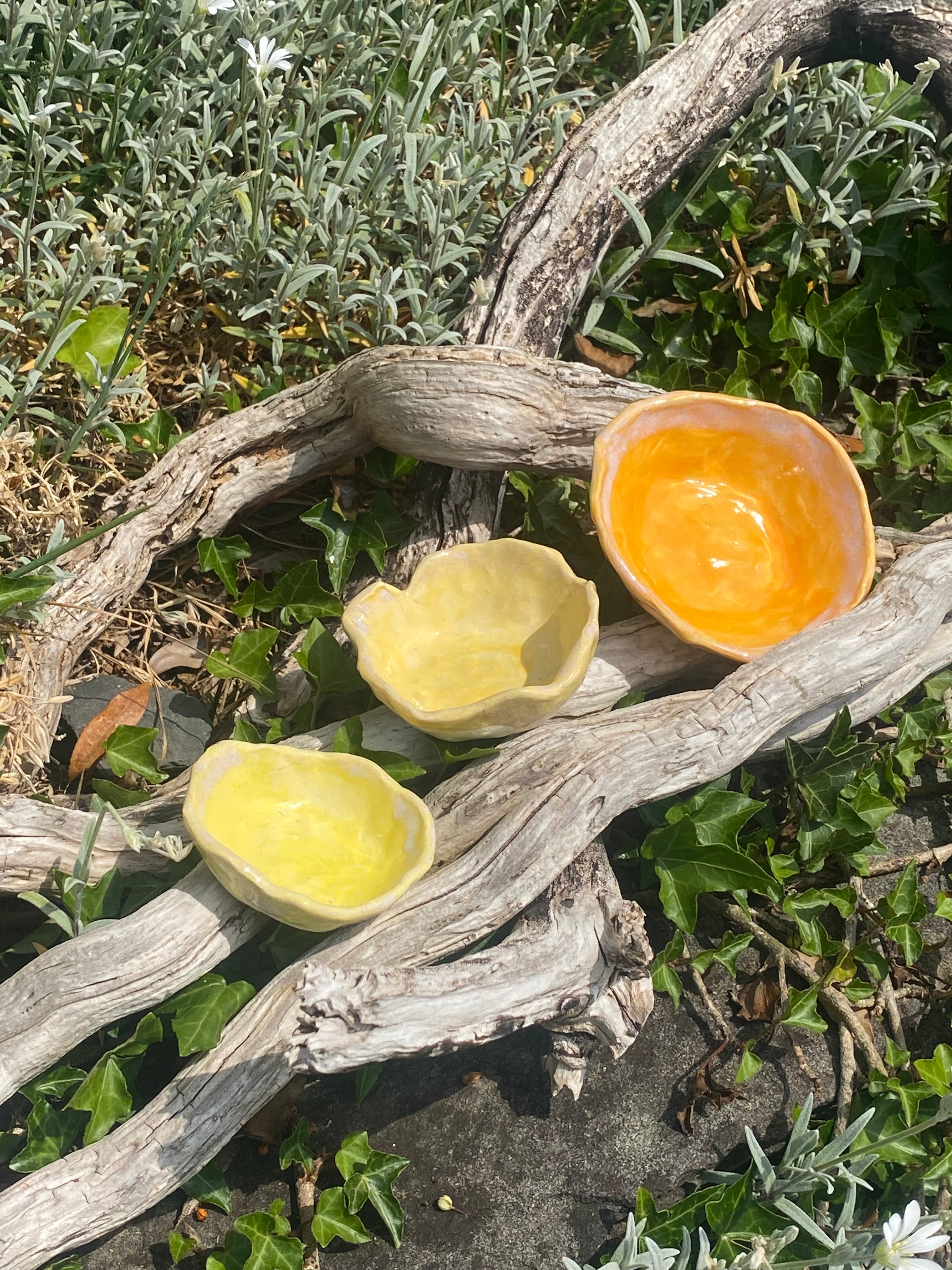 Sunshine Stacks: three mini yellow bowls for dipping, display and delight