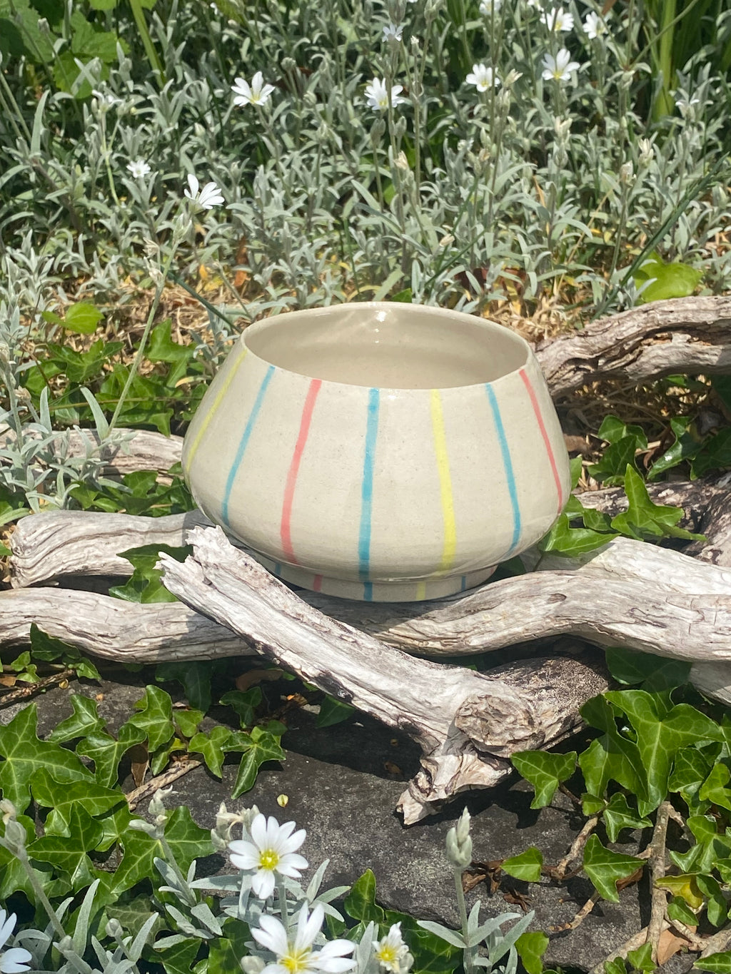 Candy Stripes Vessel: Playful Planter with Colourful Charm