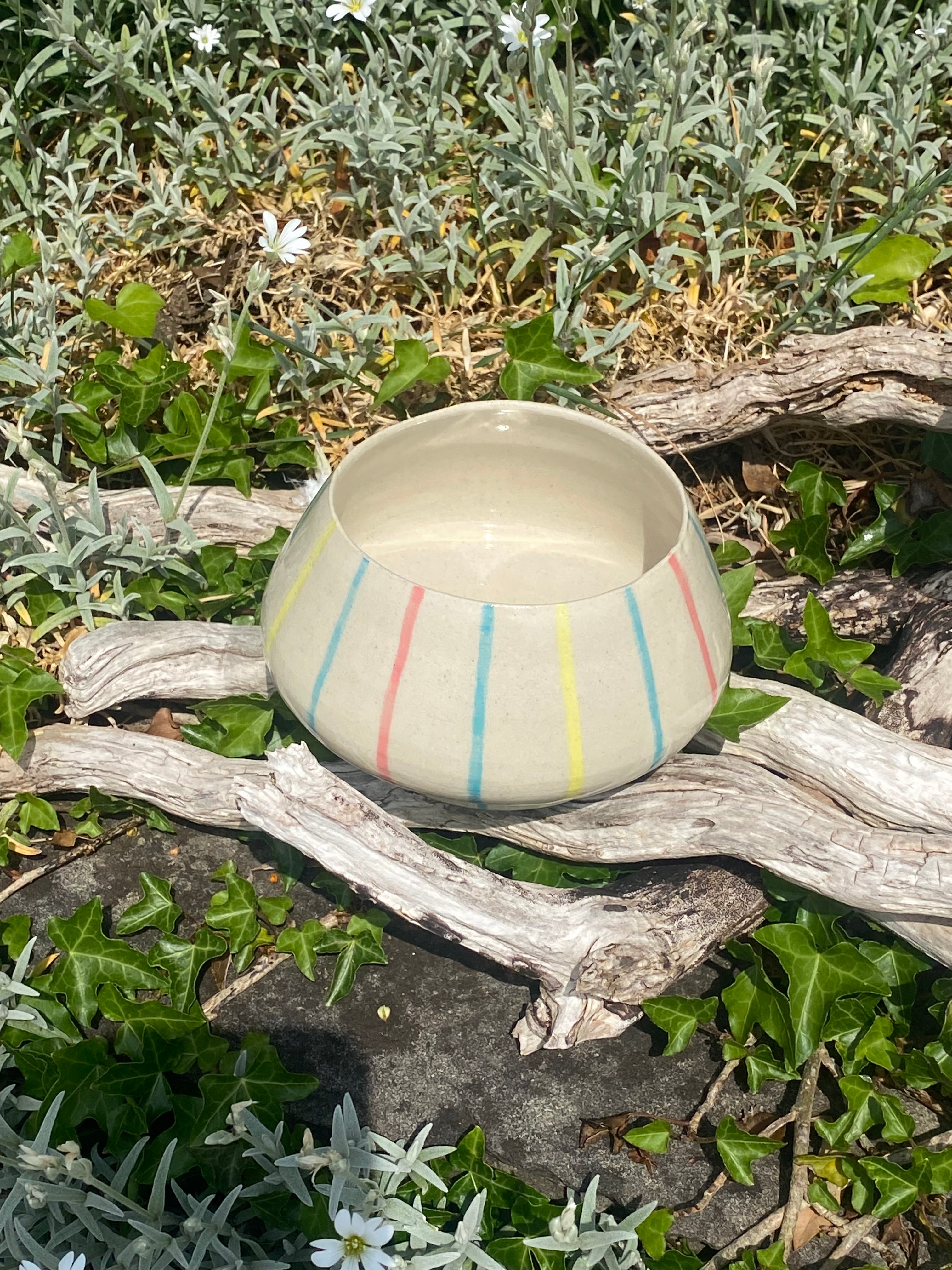Candy Stripes Vessel: Playful Planter with Colourful Charm