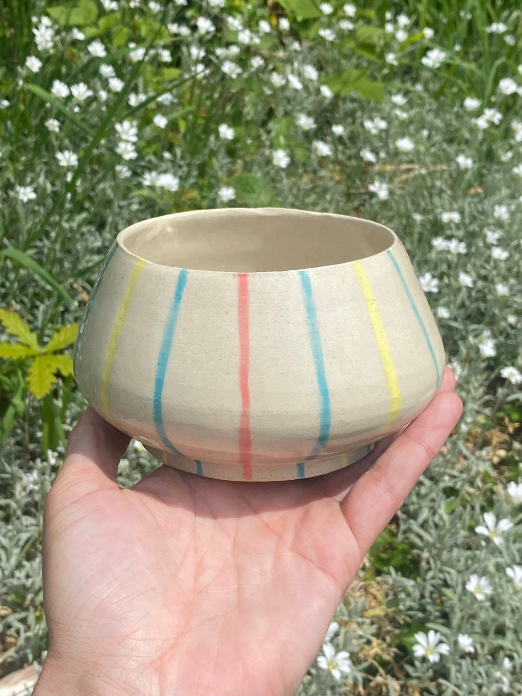 Candy Stripes Vessel: Playful Planter with Colourful Charm
