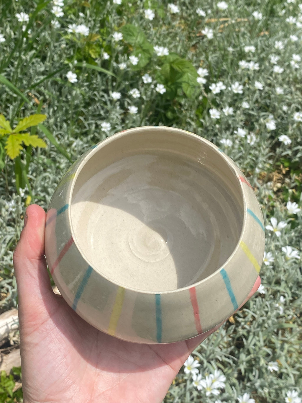 Candy Stripes Vessel: Playful Planter with Colourful Charm