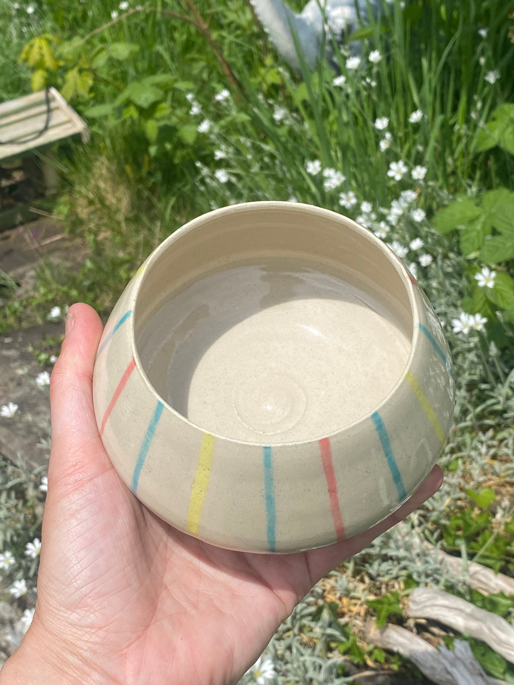 Candy Stripes Vessel: Playful Planter with Colourful Charm