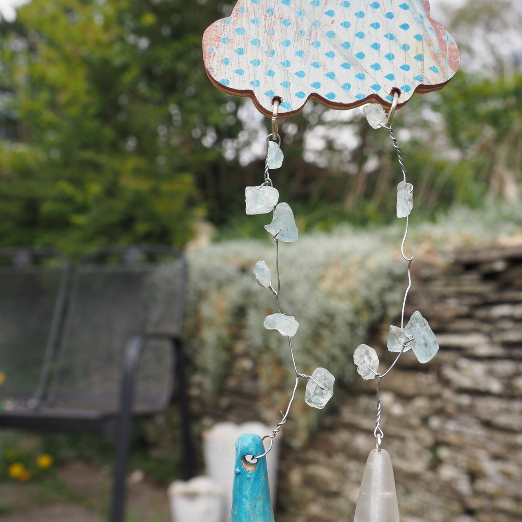 Rainy Day Cloud: Upcycled Hanging Whimsy for Indoor & Outdoor Charm