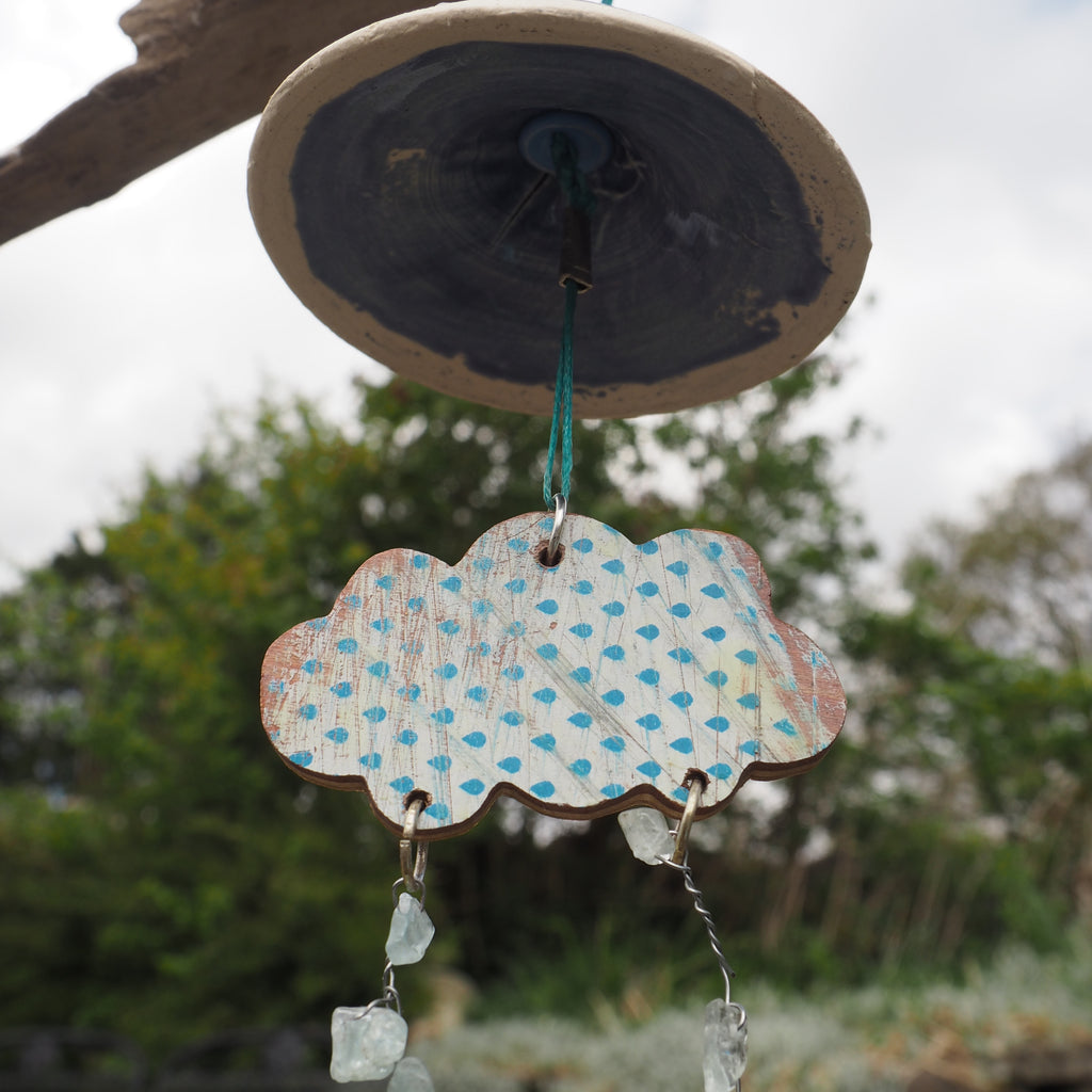 Rainy Day Cloud: Upcycled Hanging Whimsy for Indoor & Outdoor Charm
