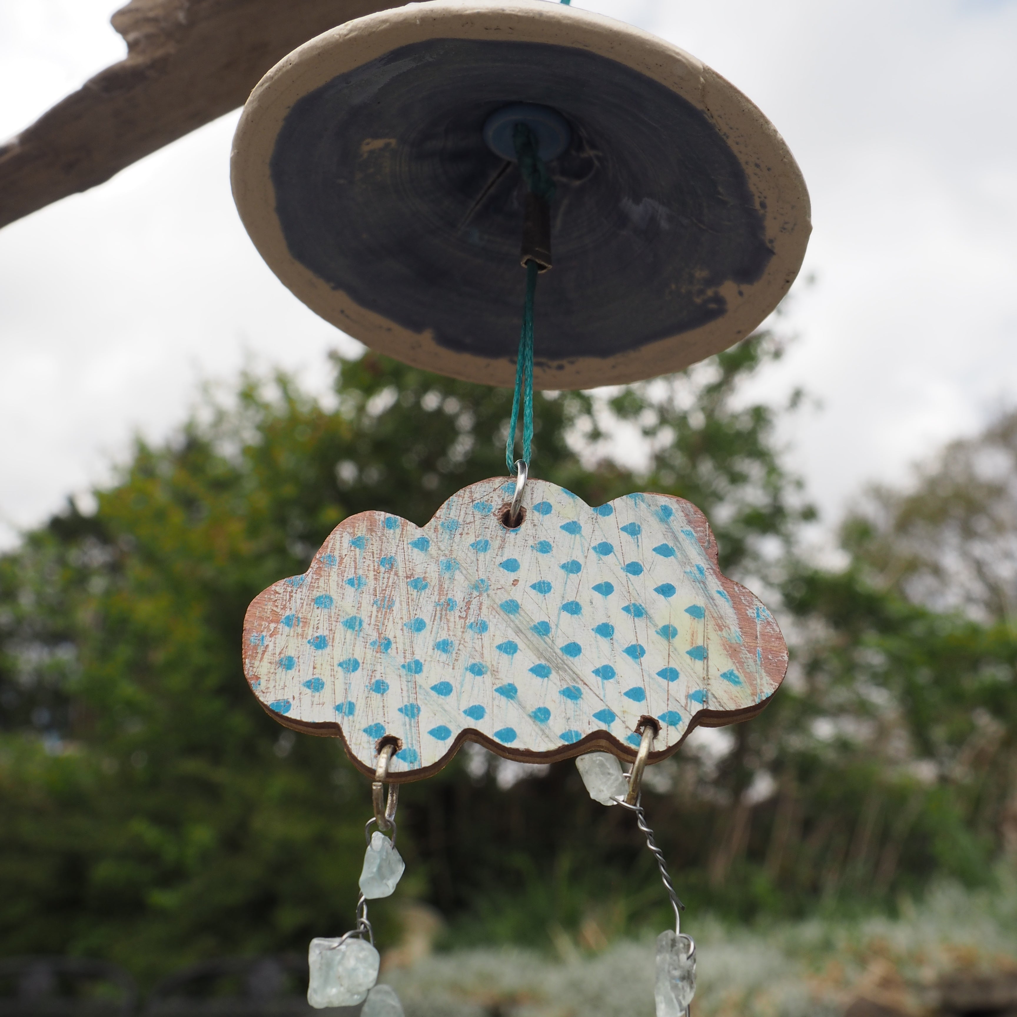 Rainy Day Cloud: Upcycled Hanging Whimsy for Indoor & Outdoor Charm