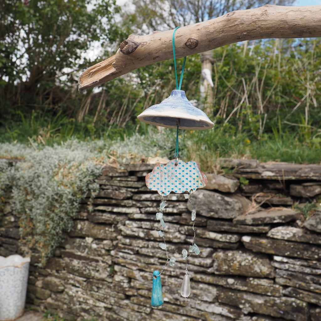 Rainy Day Cloud: Upcycled Hanging Whimsy for Indoor & Outdoor Charm