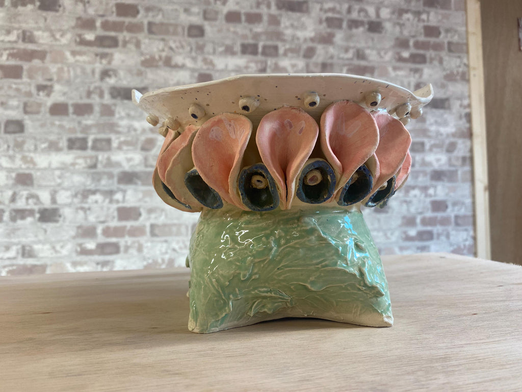 Goddess Alter Bowl - Ceramic Art - flowers, feminine power
