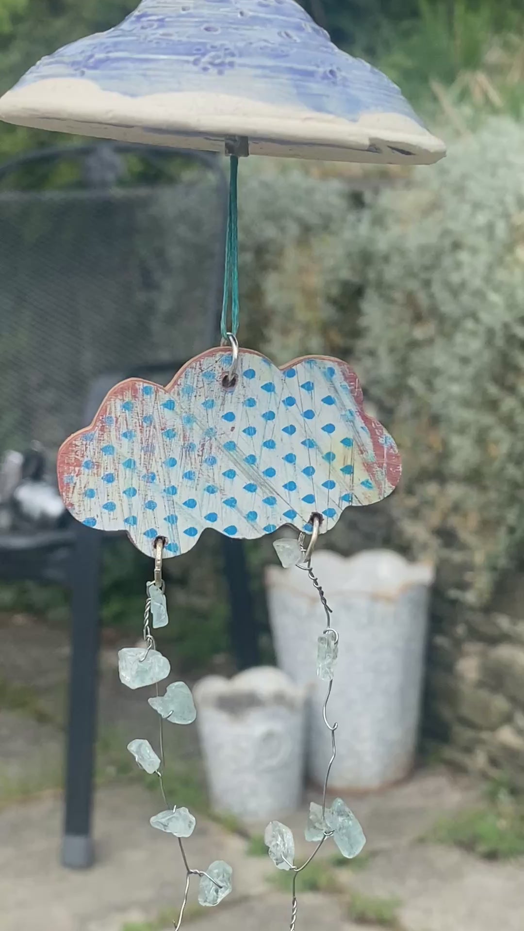 Rainy Day Cloud: Upcycled Hanging Whimsy for Indoor & Outdoor Charm